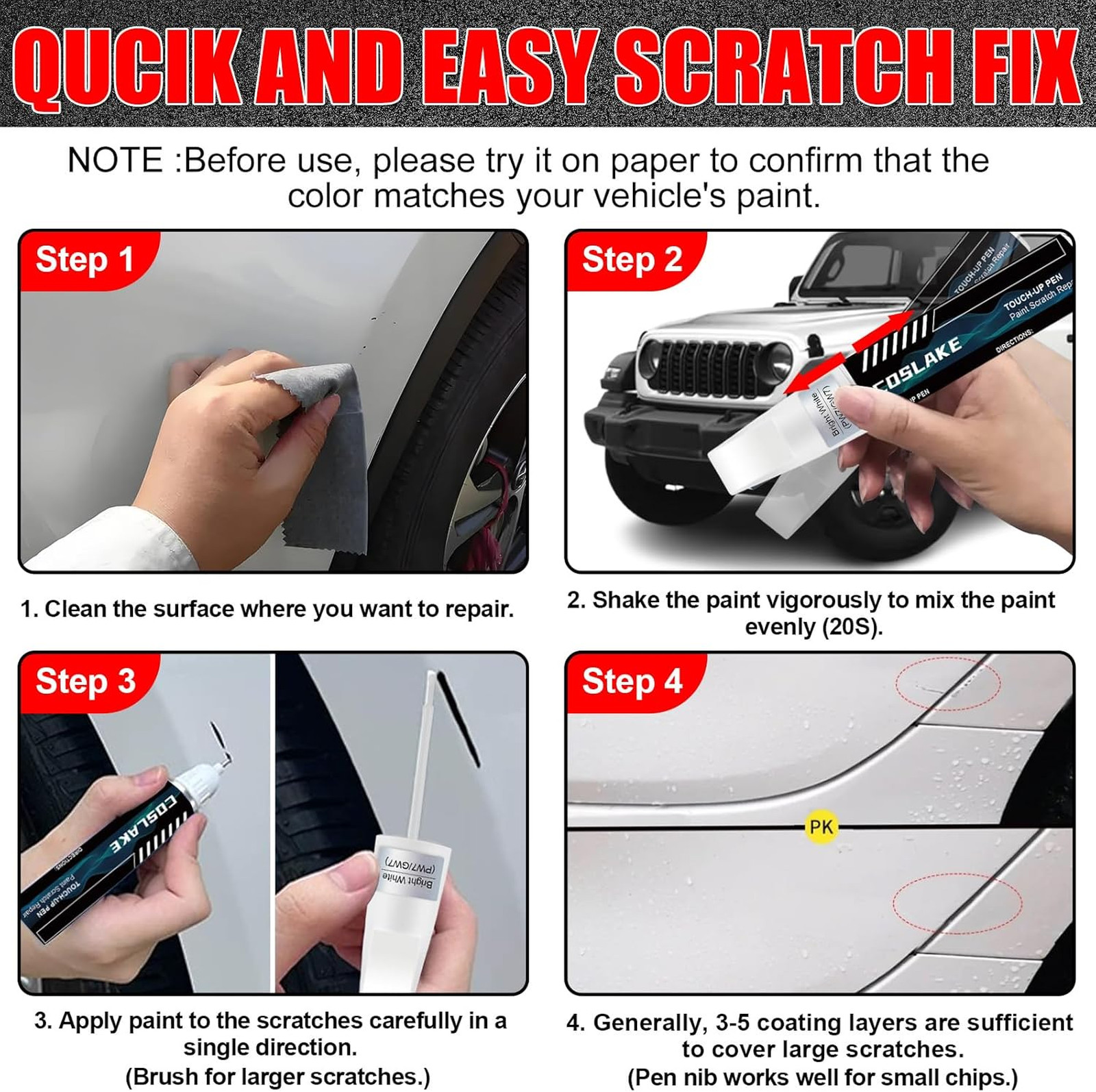 Car Touch Up Paint Billet Silver Metallic for Jeep Scratch Repair Kit 2023