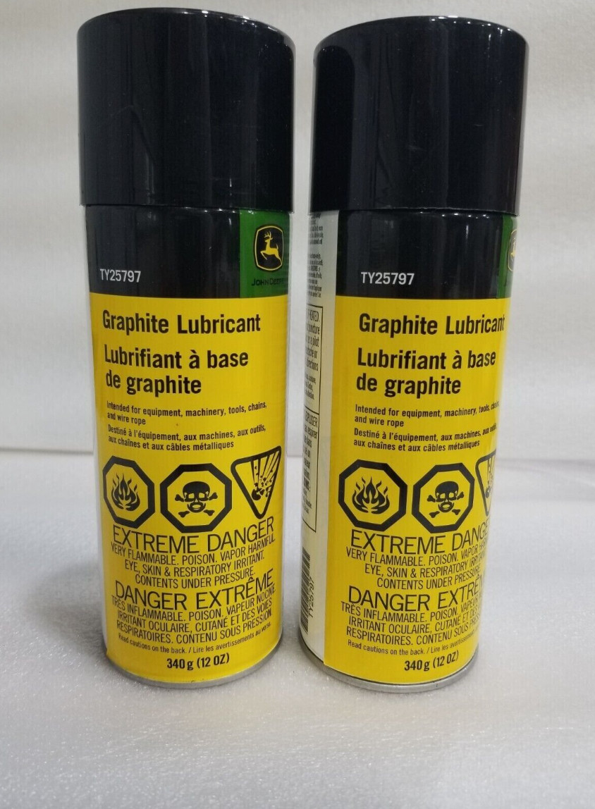 2 cans- John Deere Graphite Lubricant Spray Paint #TY25797