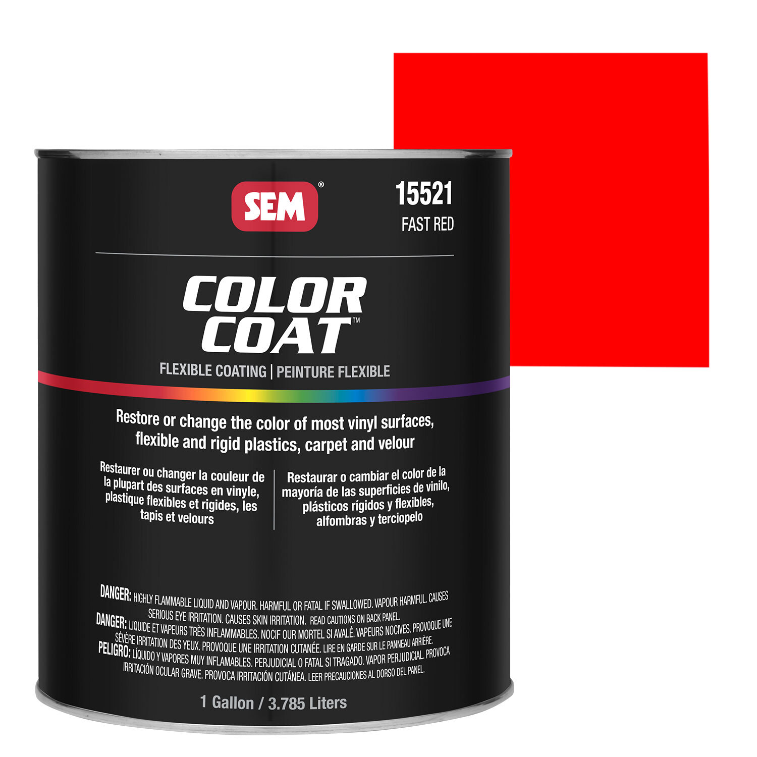 SEM Color Coat – Plastic & Vinyl Flexible Coating, Fast Red, 1 Gallon
