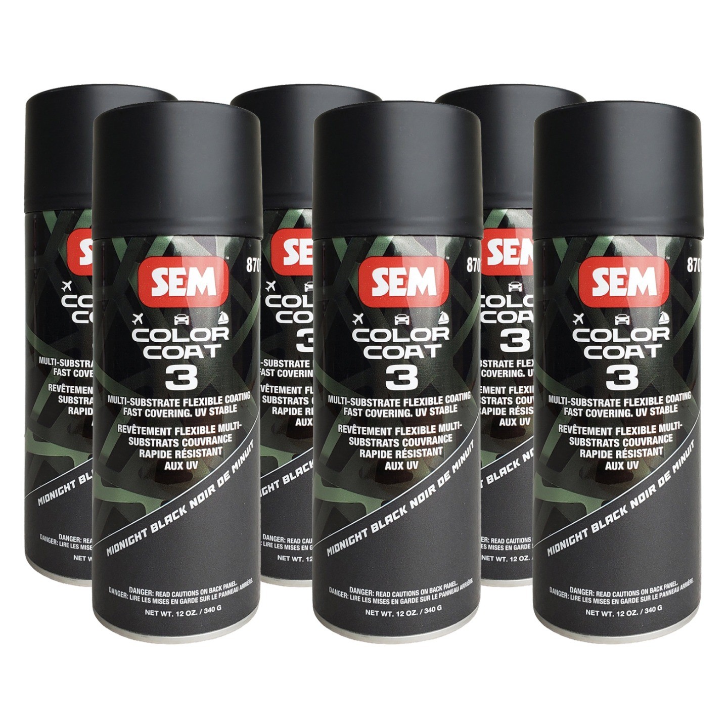 SEM 87013 Color Coat 3 Midnight Black Flexible Coating 12 oz. (6 Pack)