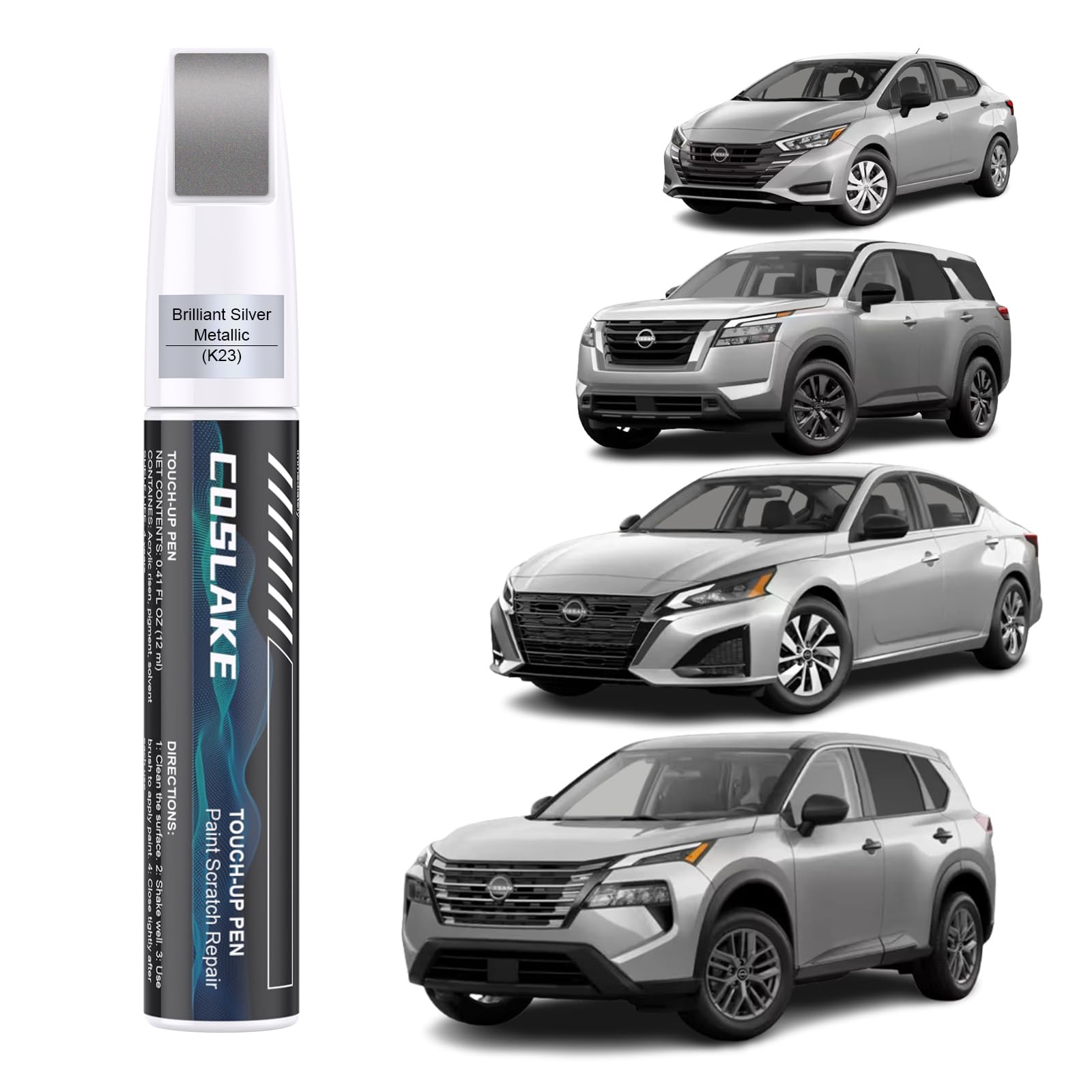 Touch Up Paint for Car Nissan Brilliant Silver Metallic K23 Scratch Repair Pen