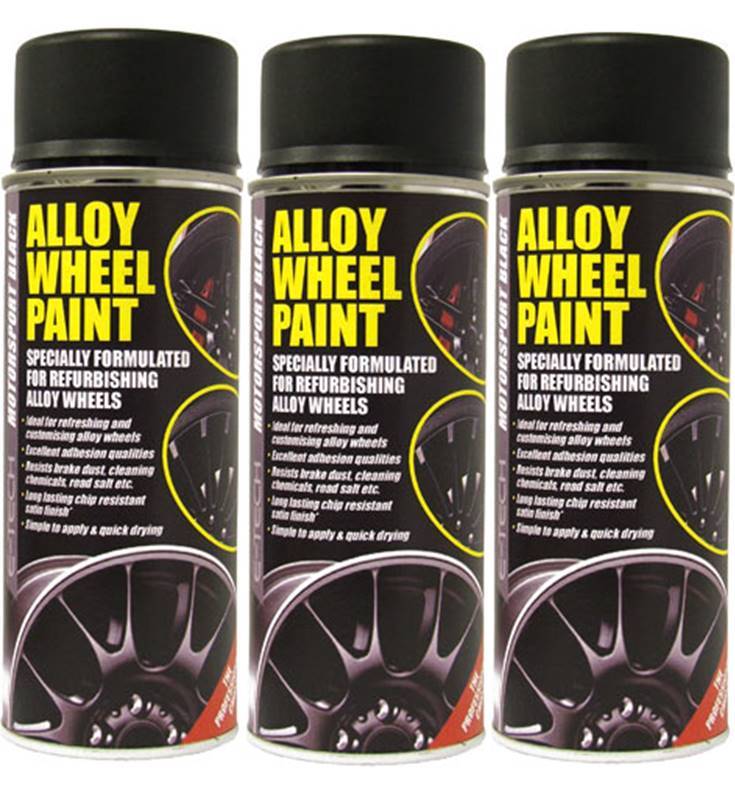 E-Tech 3 Black Paint 1x Lacquer 1x Etch Primer Car Alloy Wheel Spray Paint 400ml