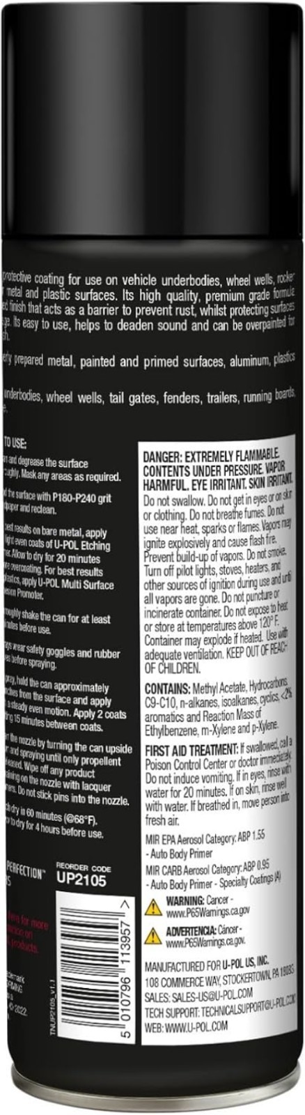 Textured Finish Undercoating Spray – 15 oz with Anti-Rust Formula for Vehicles