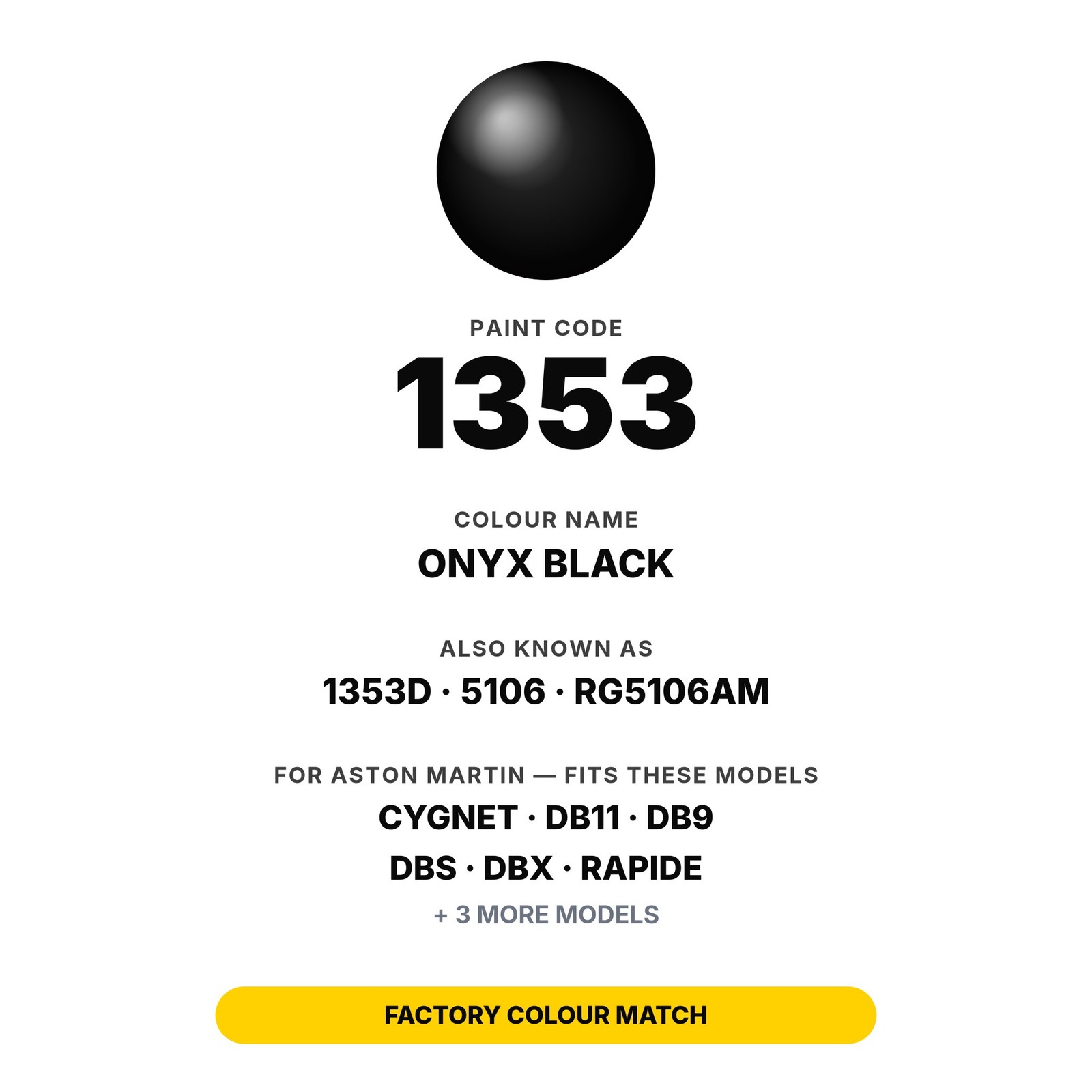 Touch Up Paint For Aston Martin DBS 1353 Onyx Black Full Kit Dent Repair