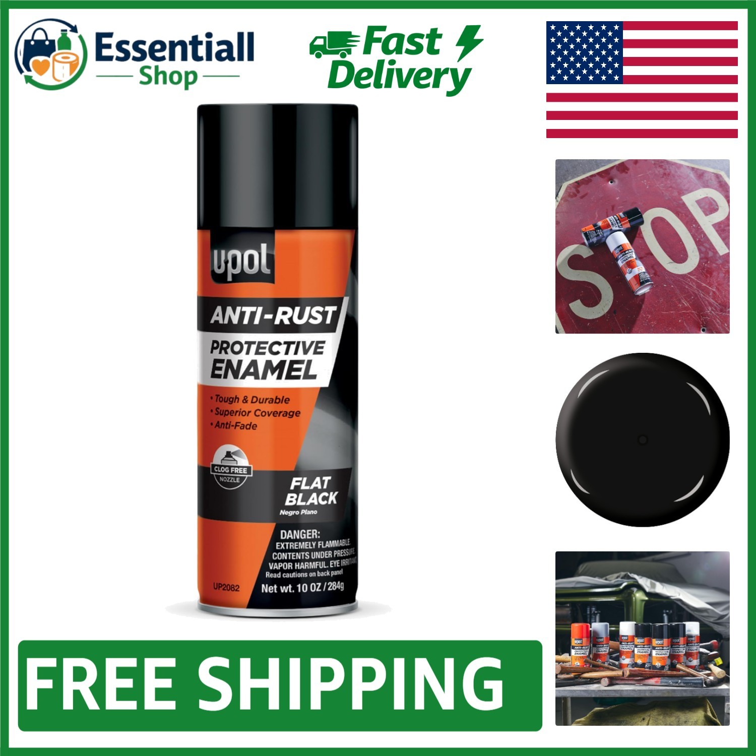 Protective 10 oz Flat Black Enamel Spray – Long-Lasting Anti-Fade Vehicle Paint