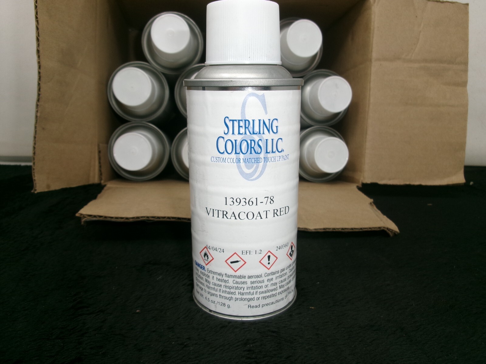 Case of (12) Custom Mixed 4.5 oz Aerosol Spray Paint Vitracoat Red