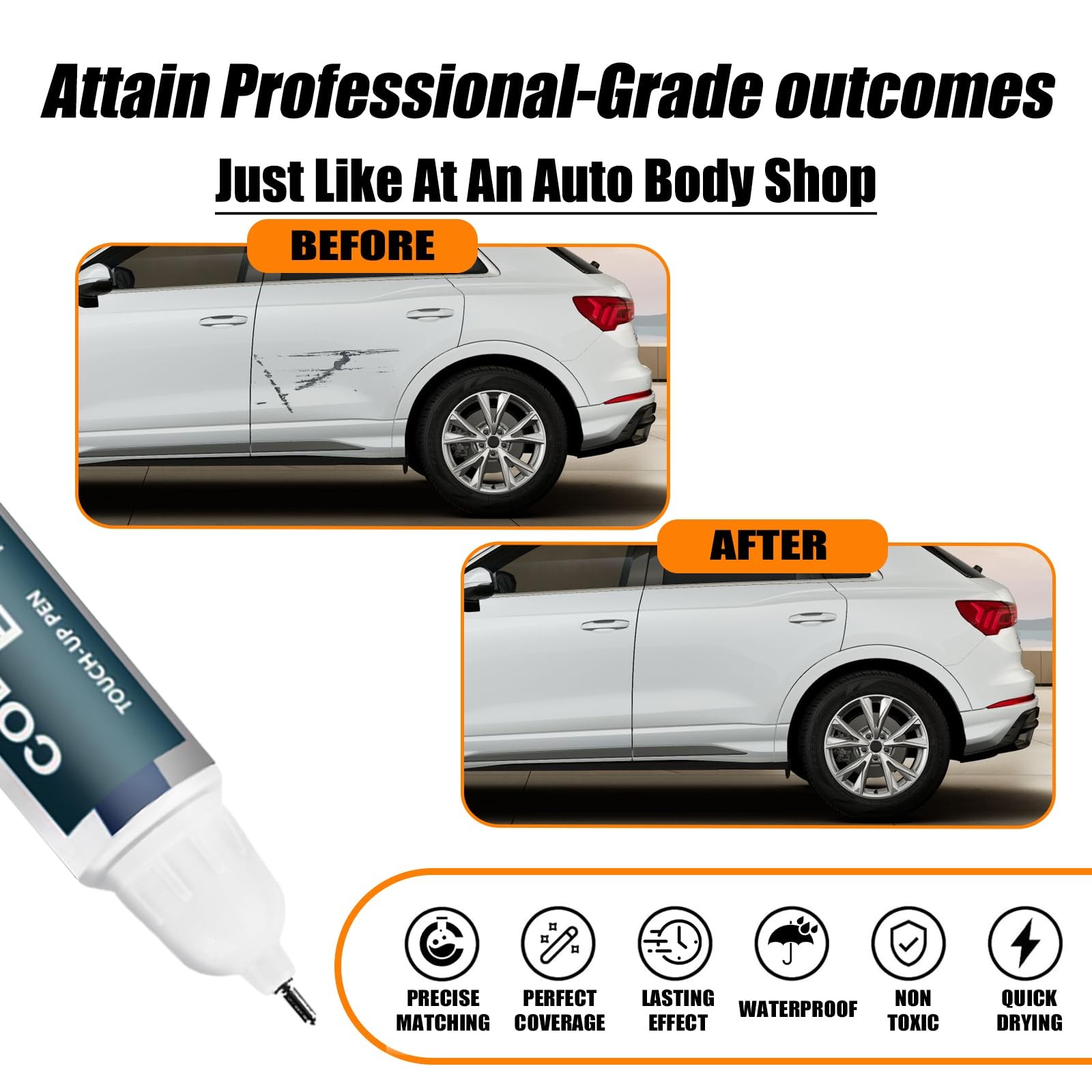 Touch Up Paint for Car Audi Glacier White Metallic LS9R 2Y Repair Pen Marker