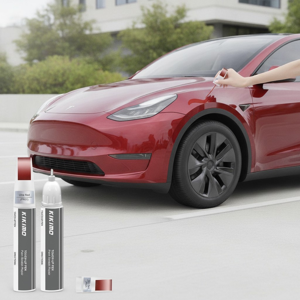 Ultra Red 2-in-1 Tesla Car Paint Repair Kit – Brush & Pen for Easy Application