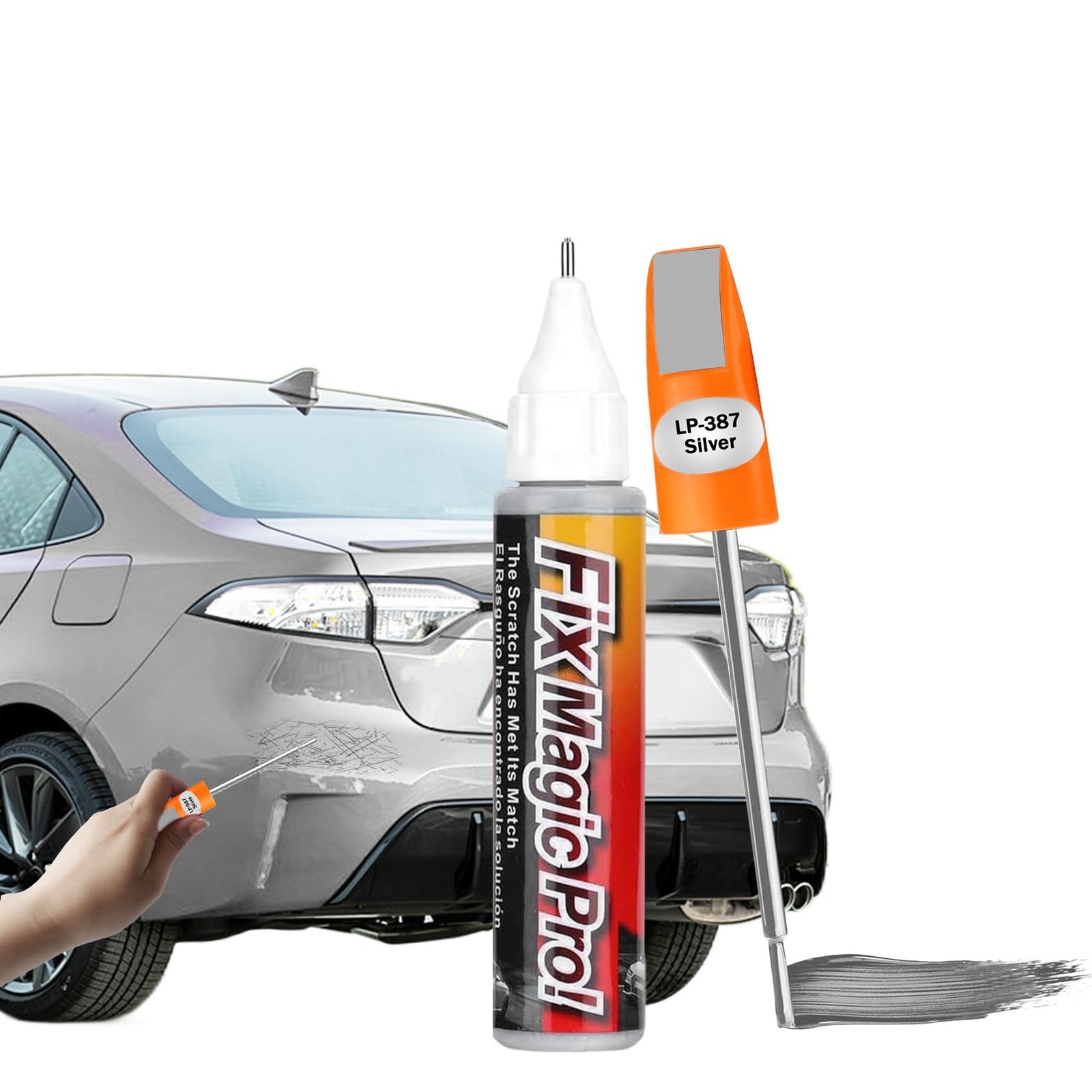 Silver Touch Up Paint for Cars Auto Scratch Repair Pen Brush Sliver 0.4 Fl Oz
