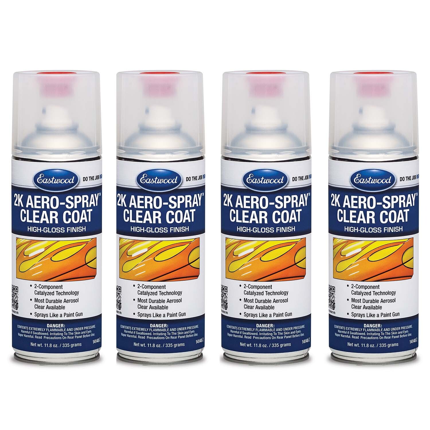 Eastwood 2k Aerosol Spray Clear Coat Auto Paint Aerosol Spray 12 Oz Can – 4 Pack