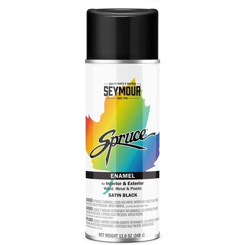 Seymour 98-24 Spruce Enamel Satin Black Spray Paint, 12 oz Aerosol Can