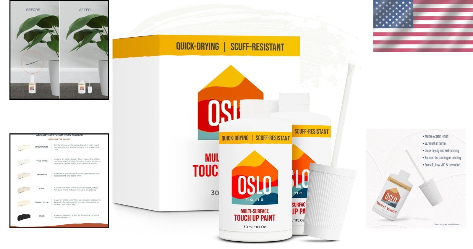 Touch Up Paint in Bright White – 2x1oz Satin Finish for Easy Indoor/Outdoor Use
