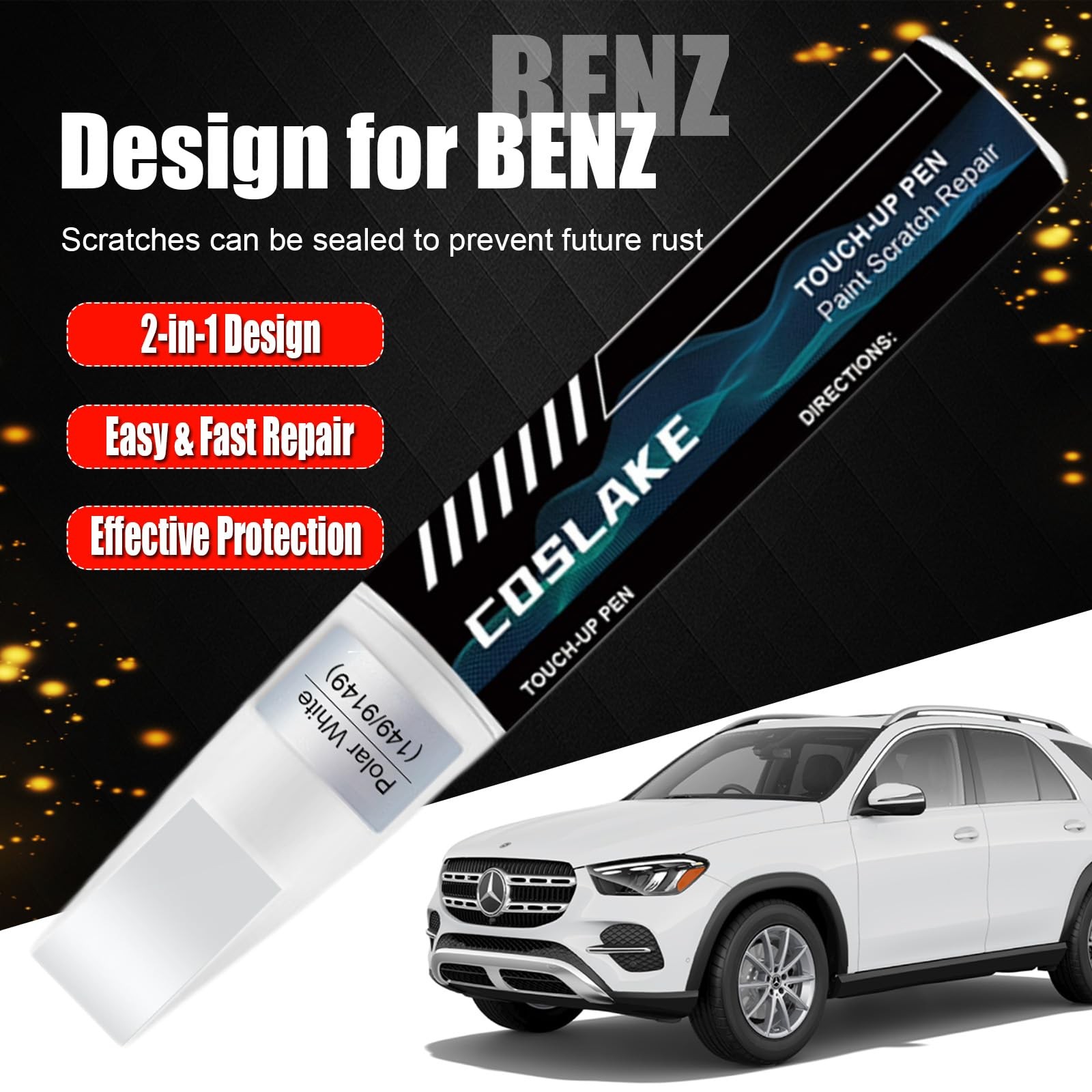 0.41 Fl Oz (Pack of 1), Polar White(149/9149) for C-Class Sedan 2024/E-Class…