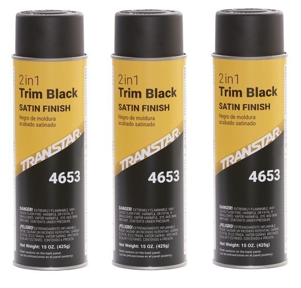 Transtar 4653 2 in 1 Trim Aerosol Satin Black (20 oz) (3 Pack)