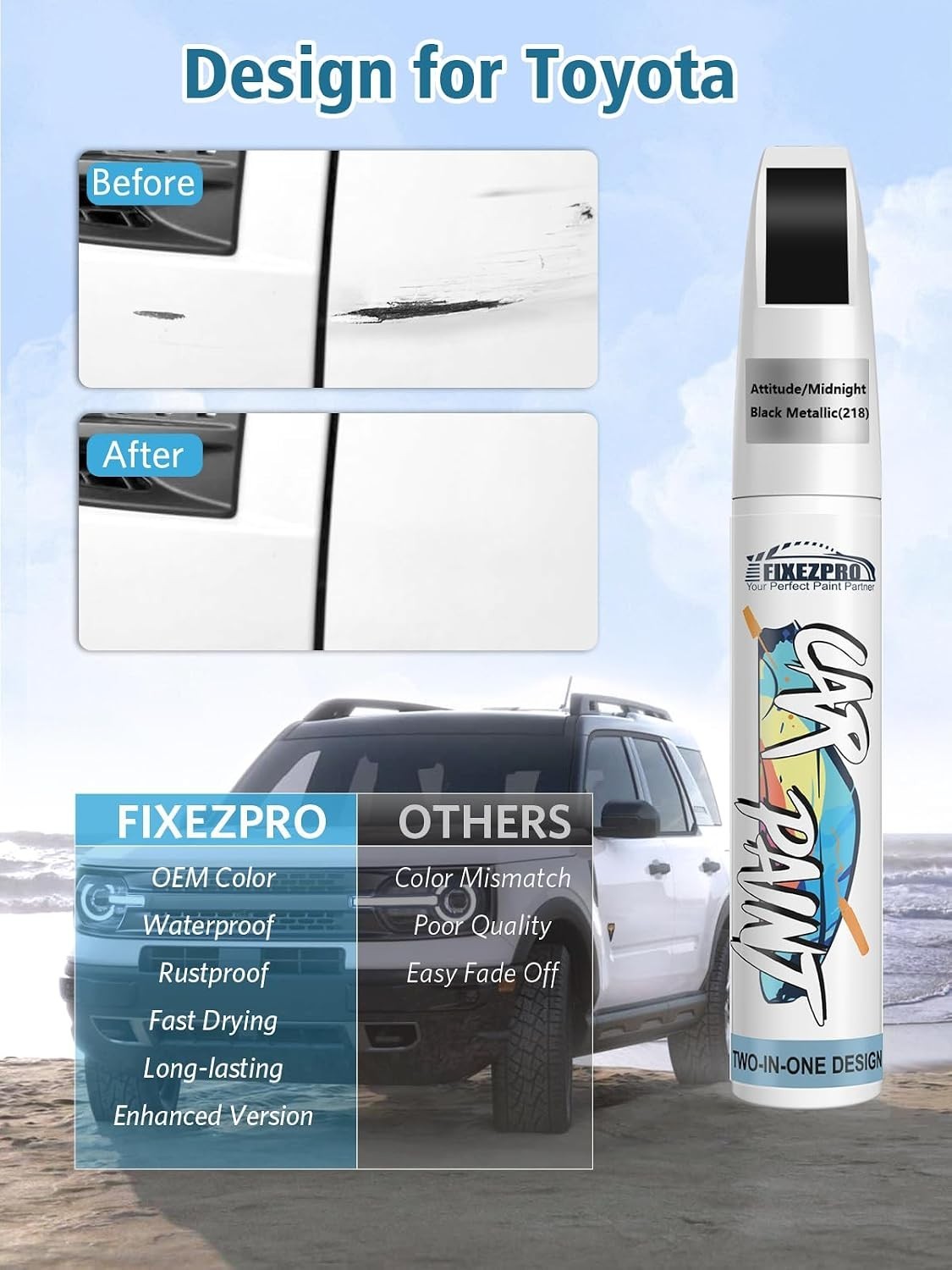 Toyota 218 Attitude Black Car Touch-Up Paint – Rust & Scratch Resistant Solution