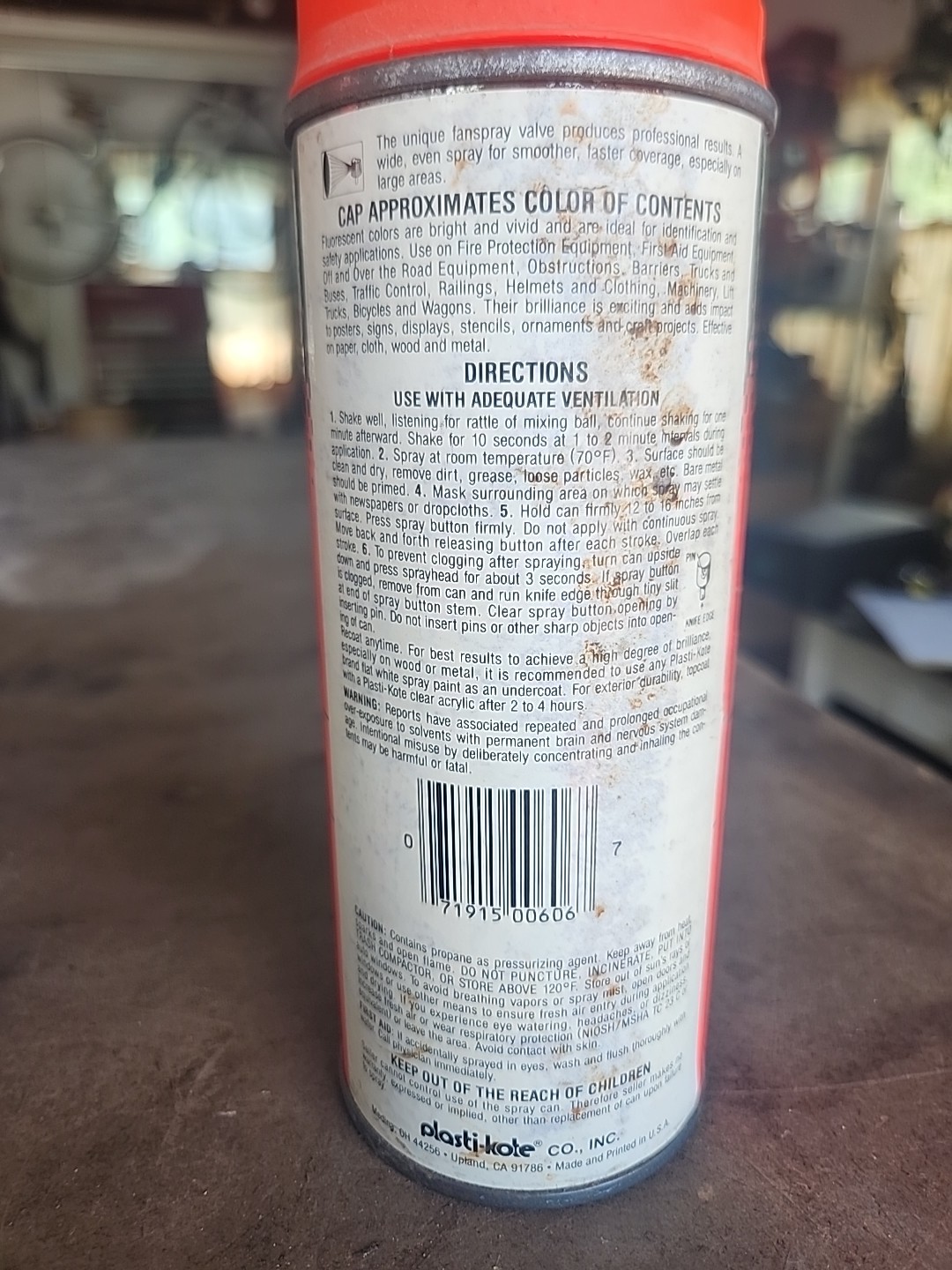 PlastiKote Vtg FL-6 Stoplight Red 11oz Spray Paint Can Paper Label NOS
