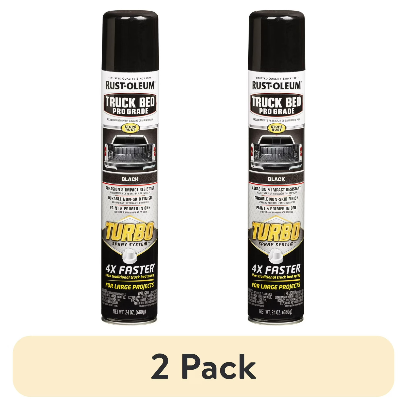 (2 pack) Stops Rust Turbo Automotive Flat Textured Truck Bed Spray Paint, Black