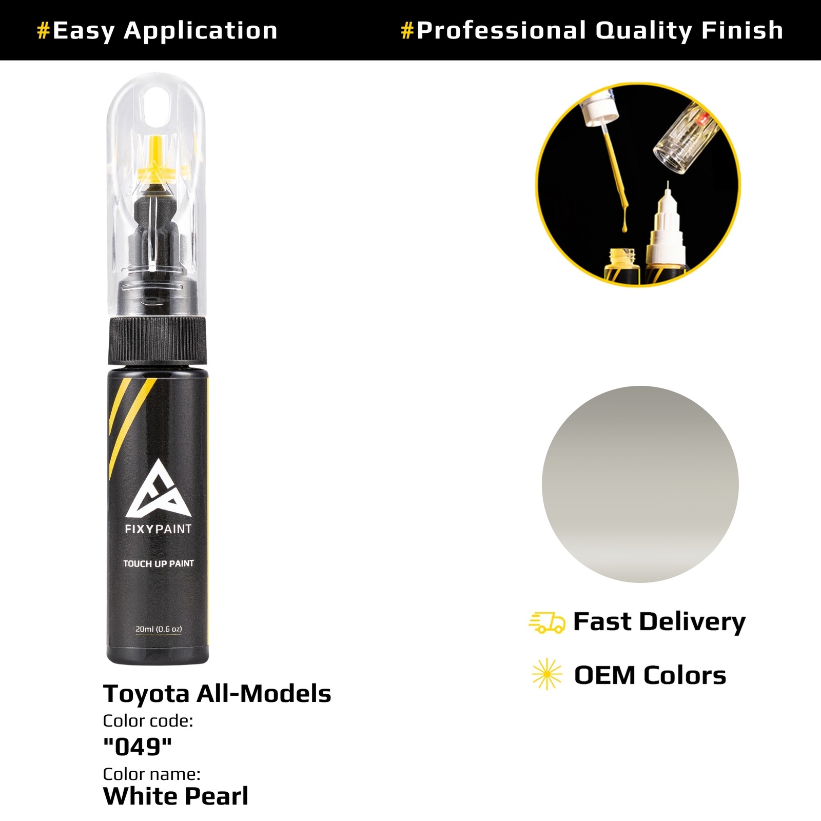 Touch up Paint for Toyota All Models Code: 049 White Pearl