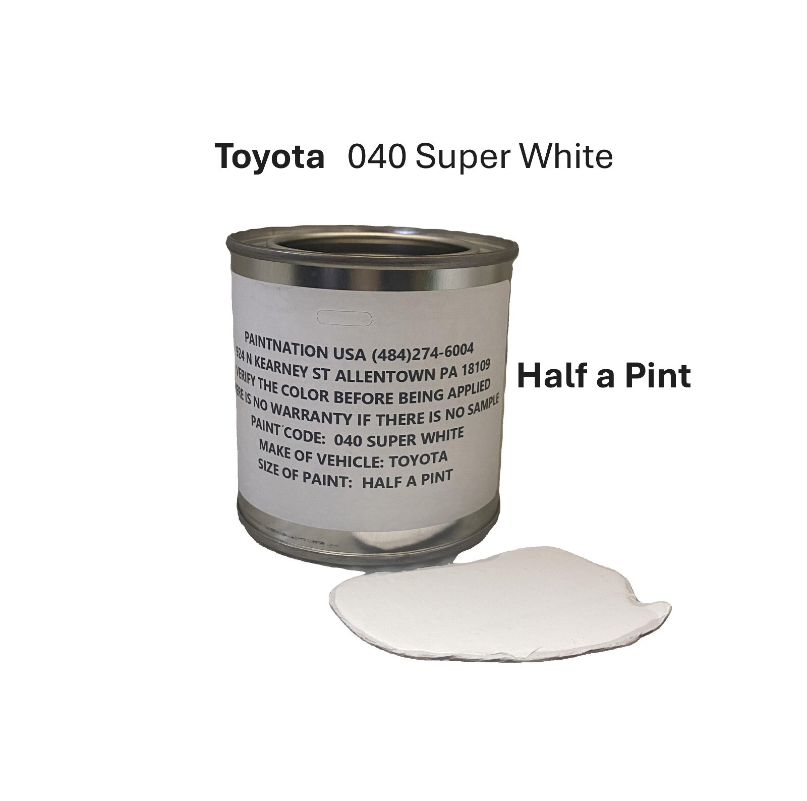 040 SUPER WHITE TOYOTA – 1/2 PINT BASECOAT PAINT!