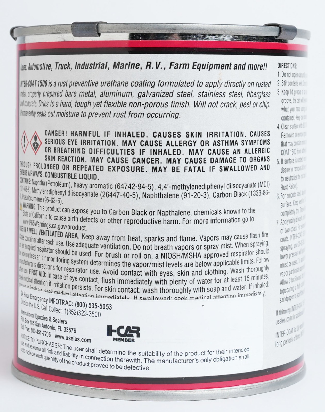 RUST PREVENTATIVE COATING GRAY, 1 QT. *COMPARABLE TO POR-15* IES INTERCOAT 1500