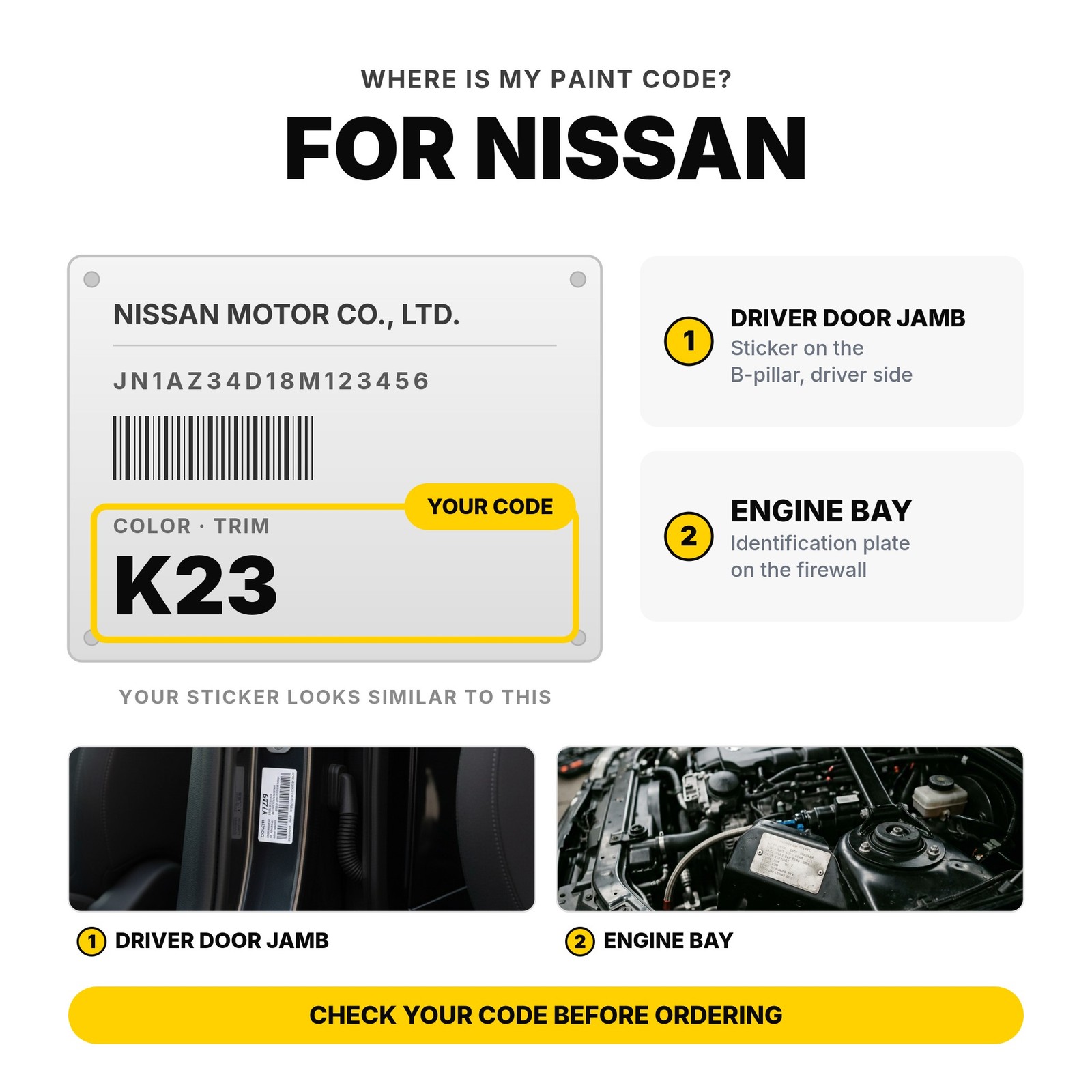 Touch Up Paint For Nissan ECC Yuzu Yellow Professional OEM Auto Touch Up Paint