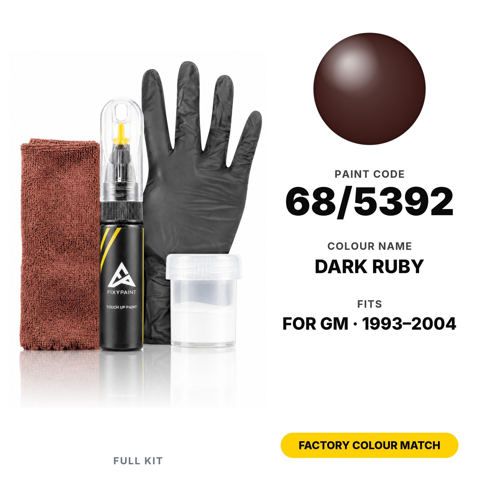 Touch Up Paint For GM 68/5392 Dark Ruby Full Kit Exact Colour Match Paint