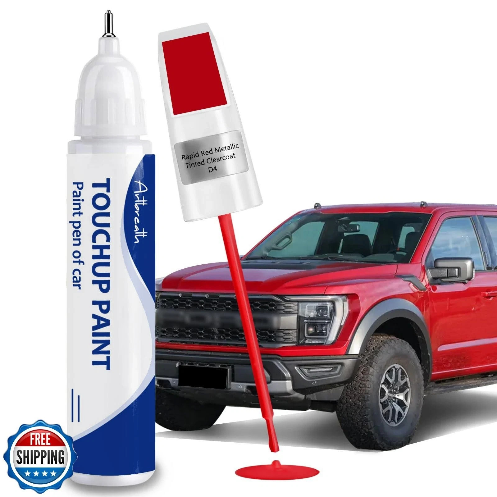 Rapid Red Metallic Tinted Clearcoat(D4) Touch Up Paint for Ford -Exact Match–