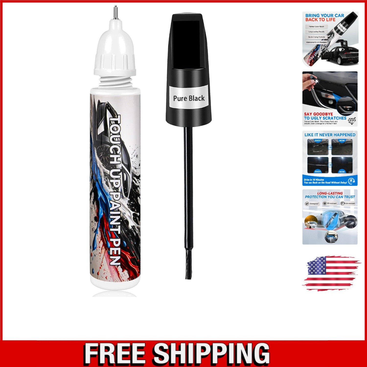 Fast Drying Black Car Paint Scratch Repair Pen – 0.4 Fl Oz for Seamless Fixes