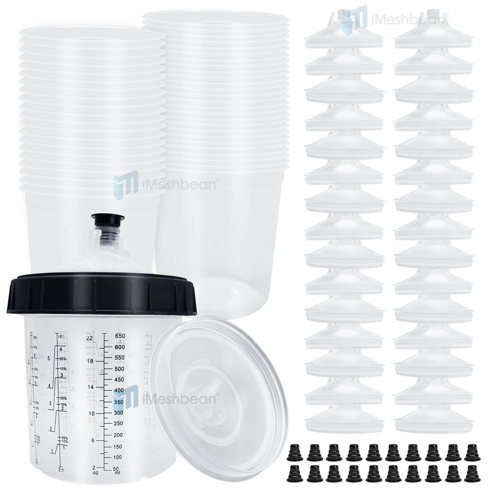 45PCS Disposable Paint Cup Liners & Lids for Sprayer Gun Mixing Cup 22 Oz/650ml
