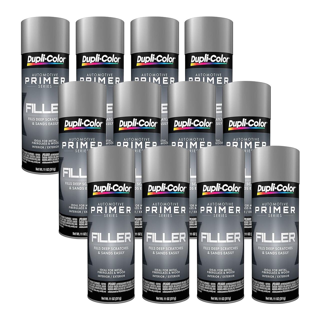Duplicolor FP101 General Purpose Sandable Filler & Primer Gray 11Oz Pack of 12
