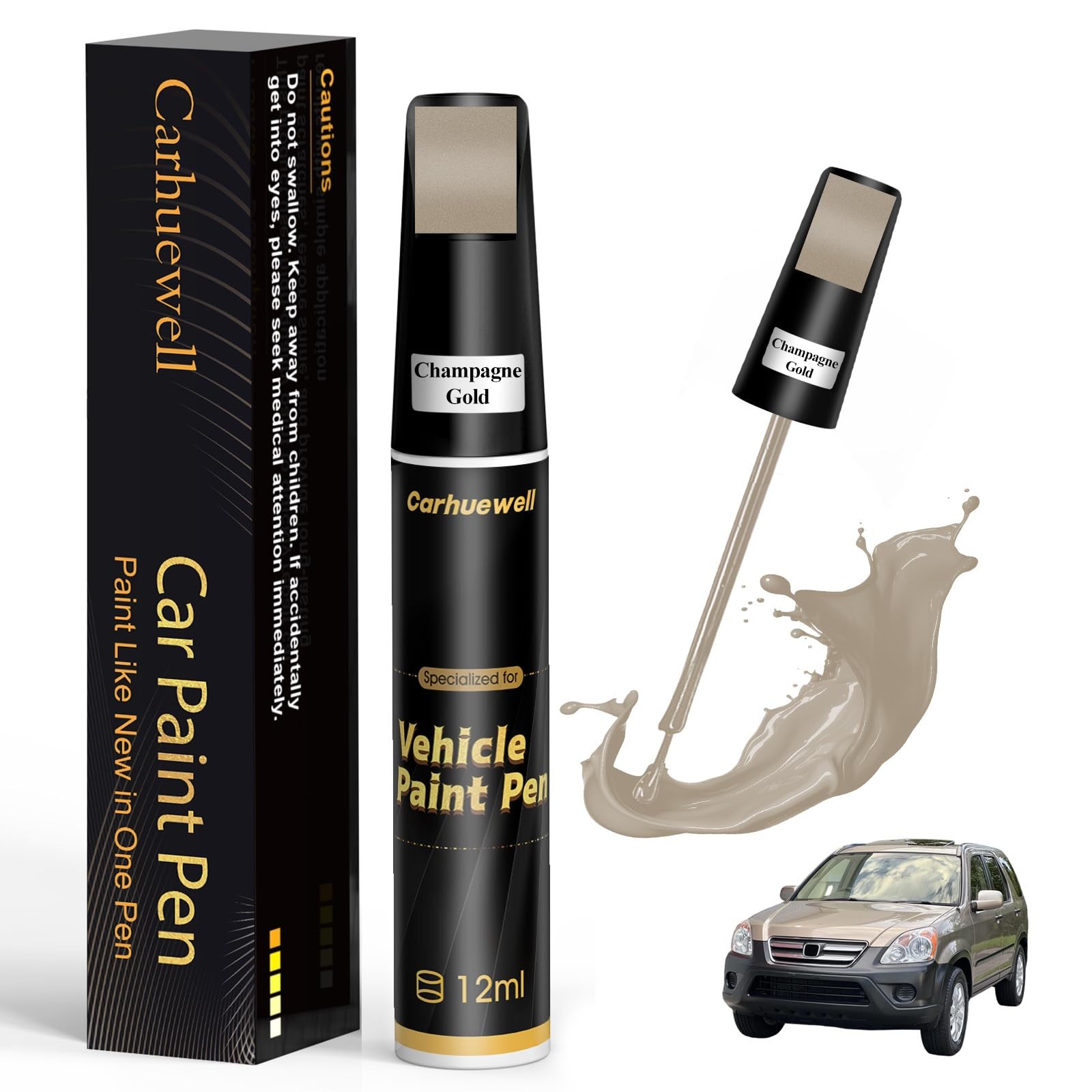 Touch Up Paint for Car Champagne Gold Bronze Scratch Repair Pen Brush Marker
