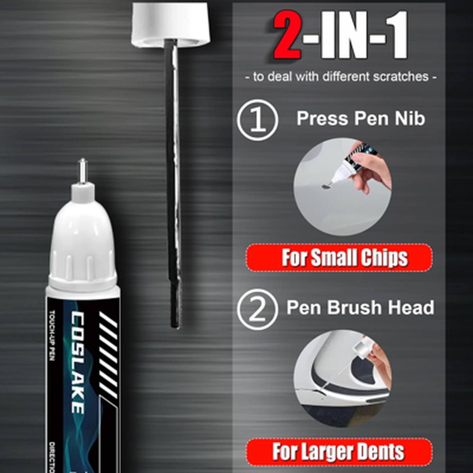 Car Touch Up Paint Rhodium White Metallic 51K for Mazda Scratch Repair Kit, 2 in