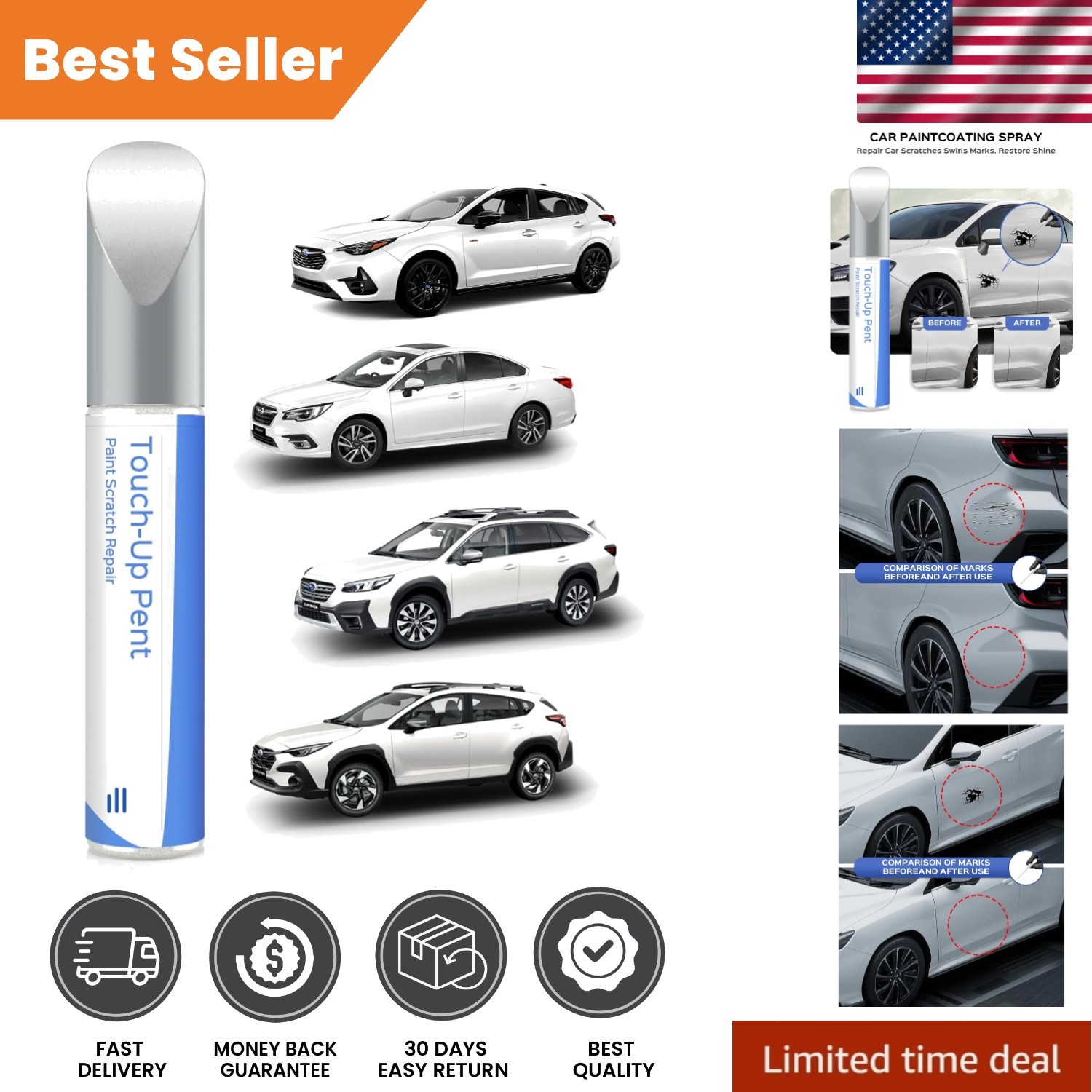 Durable K1X Touch-Up Paint for Subaru Models – Crystal White Pearl, 0.41 Fl Oz
