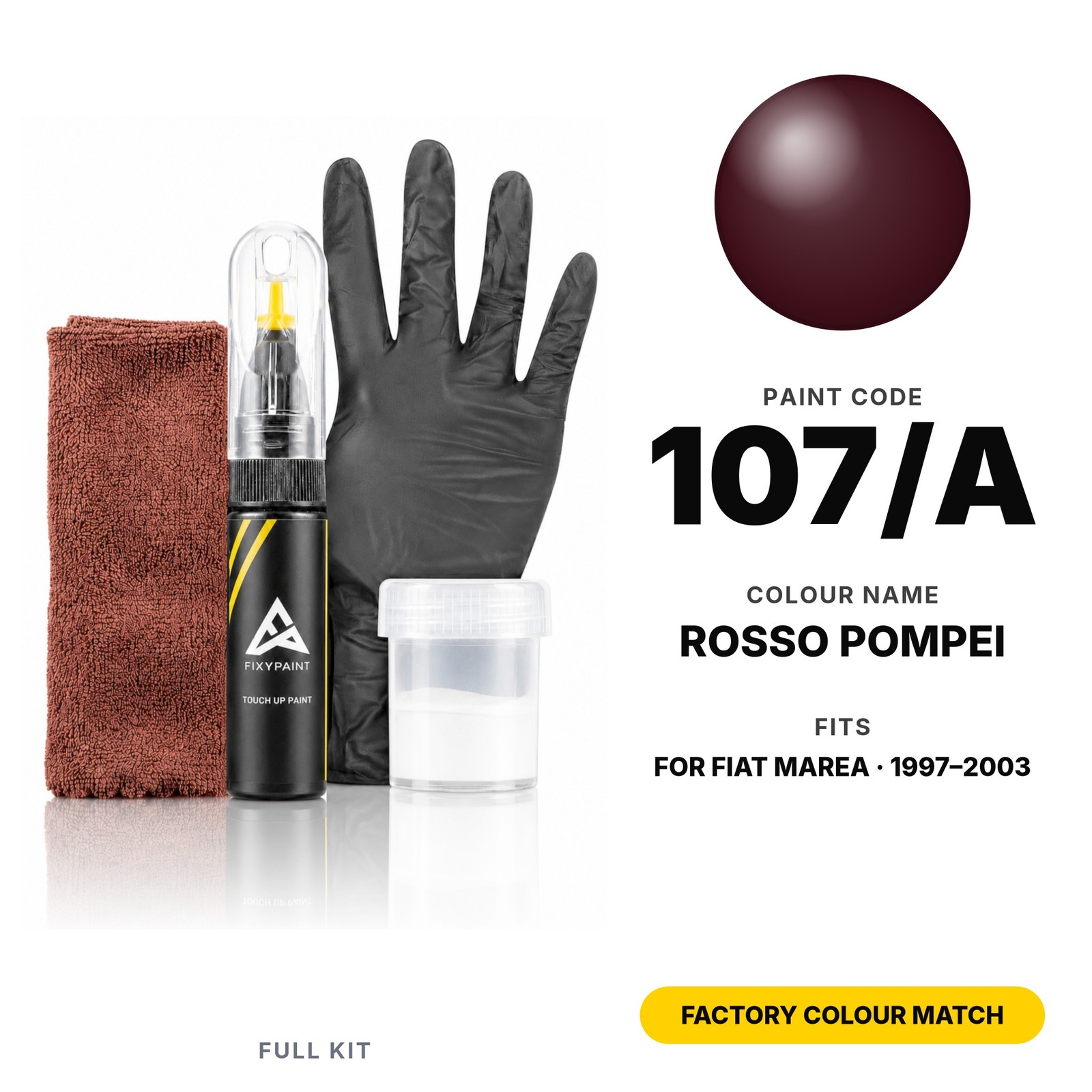 Touch Up Paint For Fiat Marea 107/A Rosso Pompei Full Kit Factory Colour Match