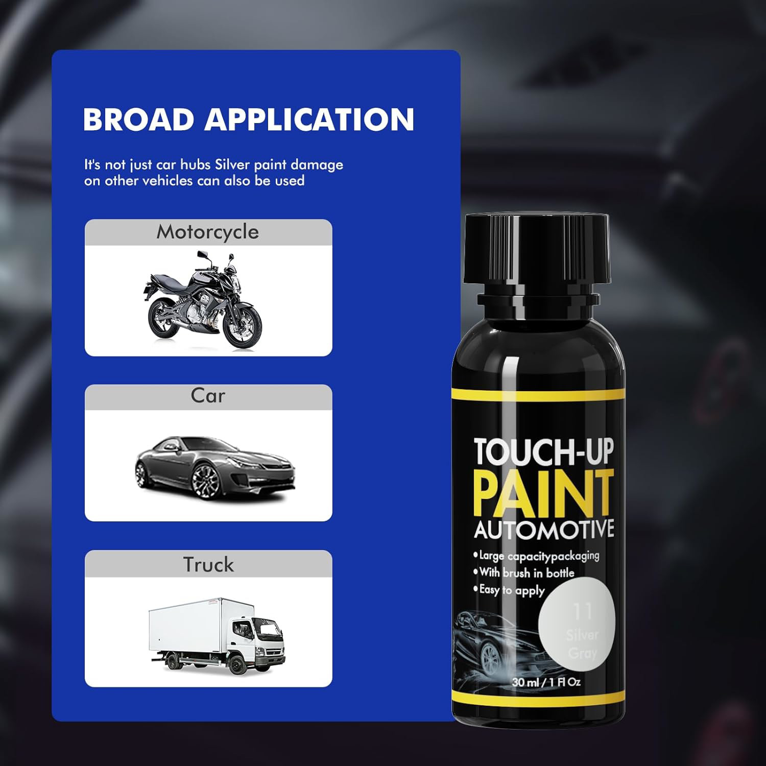Silver Gray Rim Touch Up Paint, Automotive Touch Up Paint Bottles with Brush, Up