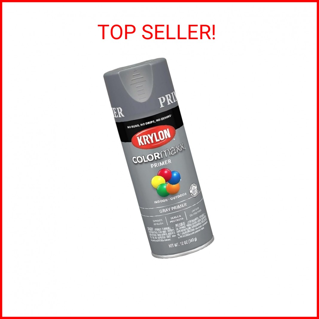 Krylon K05582007 COLORmaxx Primer Spray Paint for Indoor/Outdoor Use, Gray, 12 O