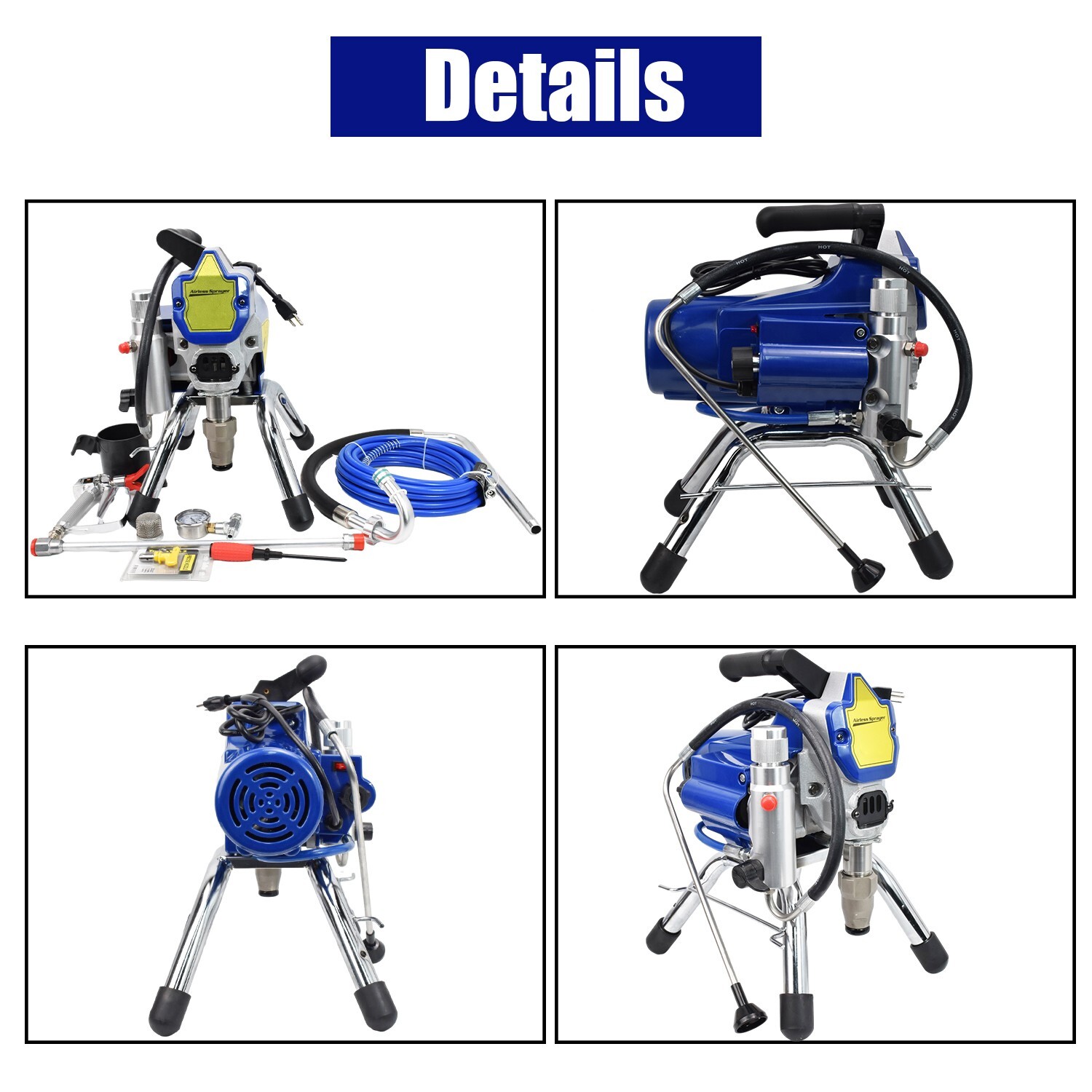 3500W Electric Airless Paint Sprayer High Efficient 3300PSI W/Extension Rod 110V