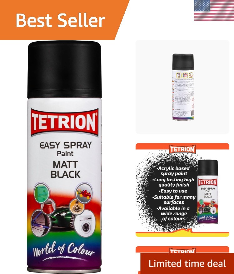 Easy Spray Paint – Matt Black 13.5 fl oz -All-Purpose Fast Drying Acrylic Spr…