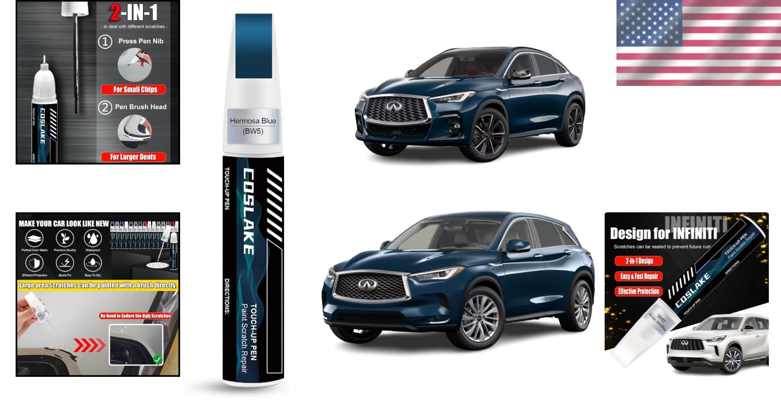 Hermosa Blue Car Touch Up Paint for 2025 QX50/QX55 – Quick Scratch Repair Kit