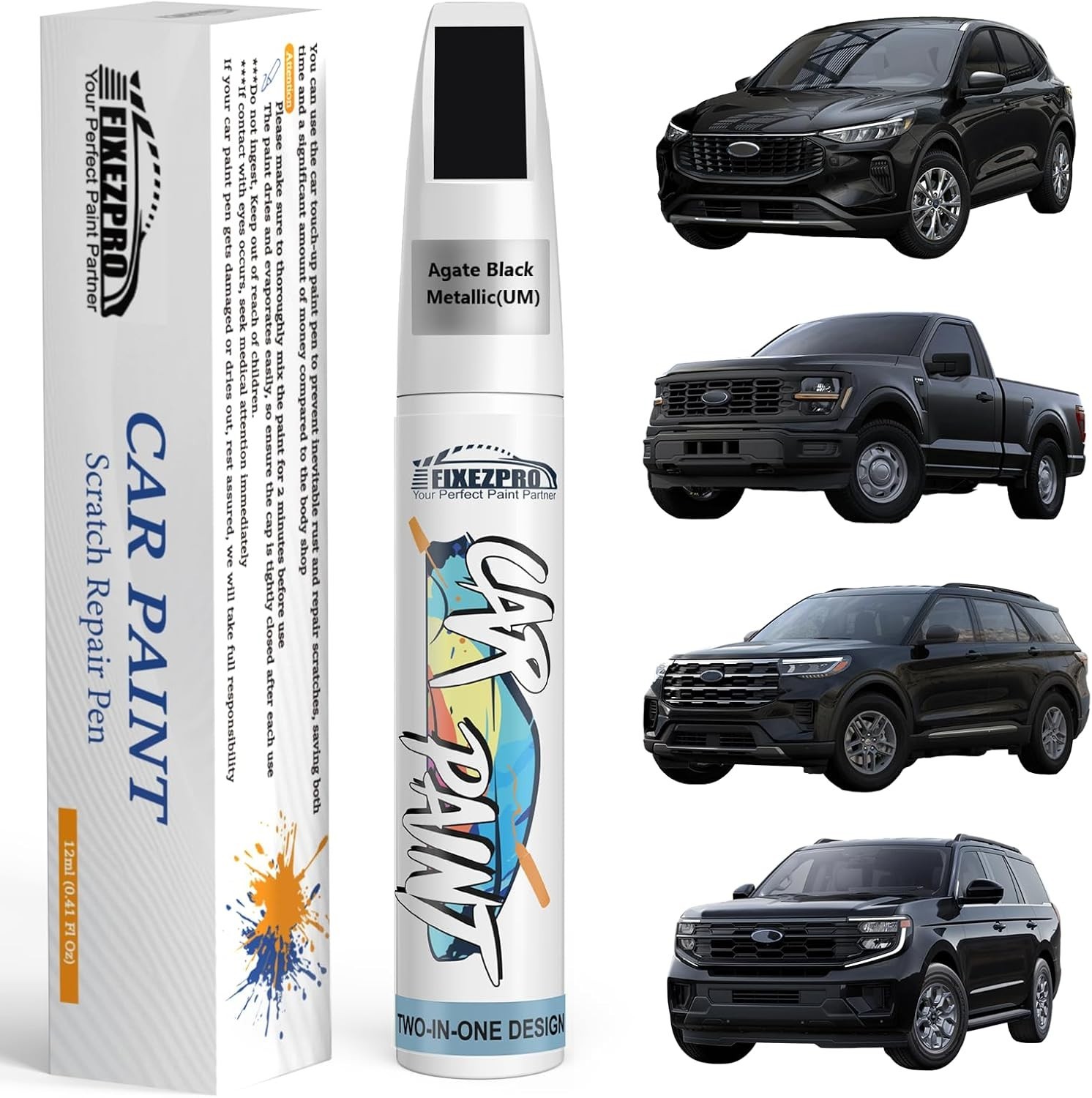 Rust-Resistant Agate Black Metallic Touch Up Paint for Ford – 100% Color Match