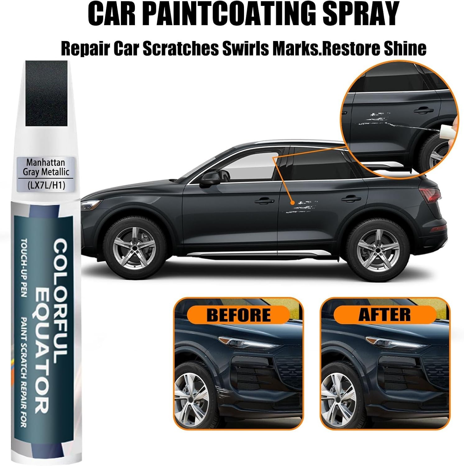 Manhattan Gray Metallic Touch Up Paint for Audi – 2-in-1 Scratch Repair Tool