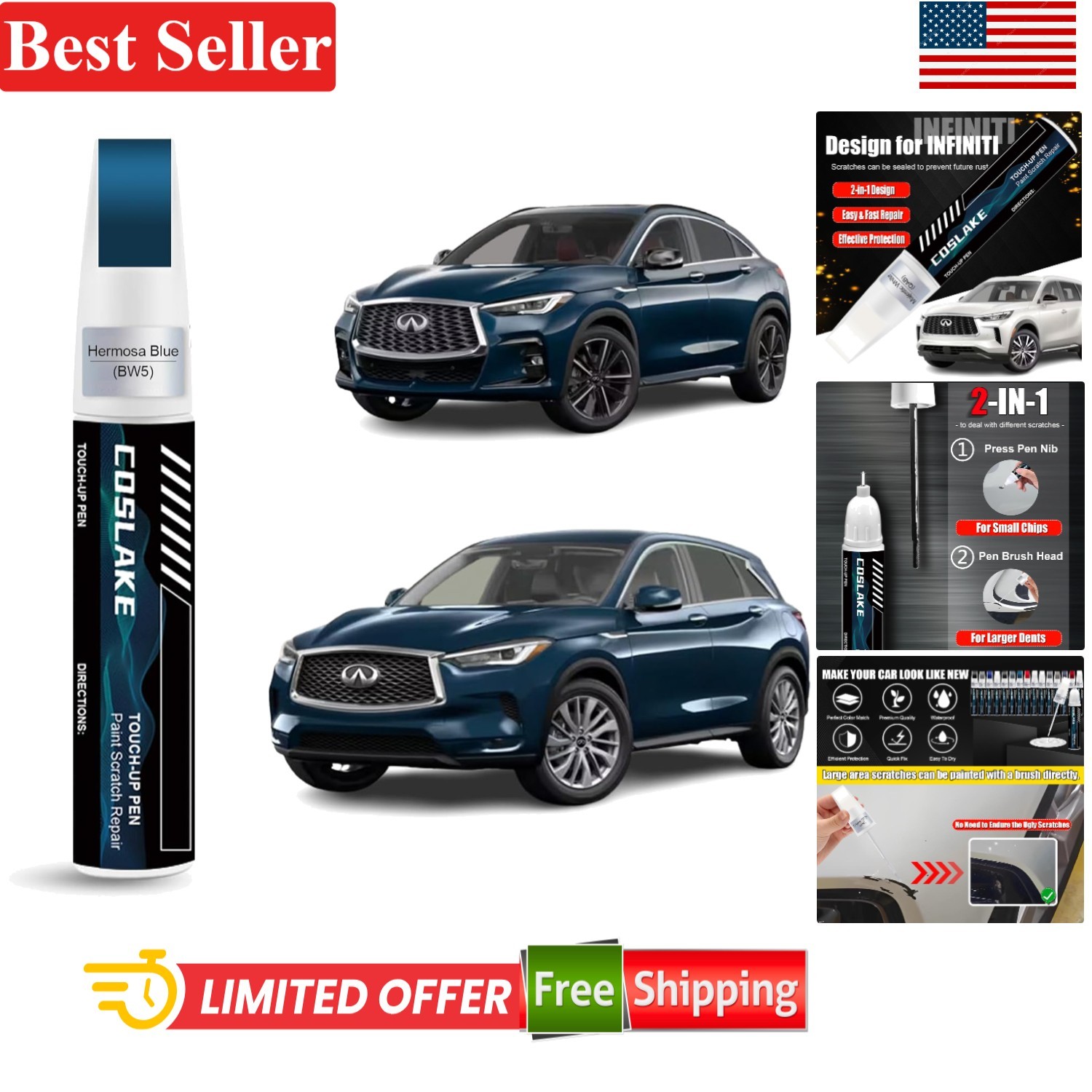 Hermosa Blue Car Touch Up Paint for 2025 QX50/QX55 – Quick Scratch Repair Kit