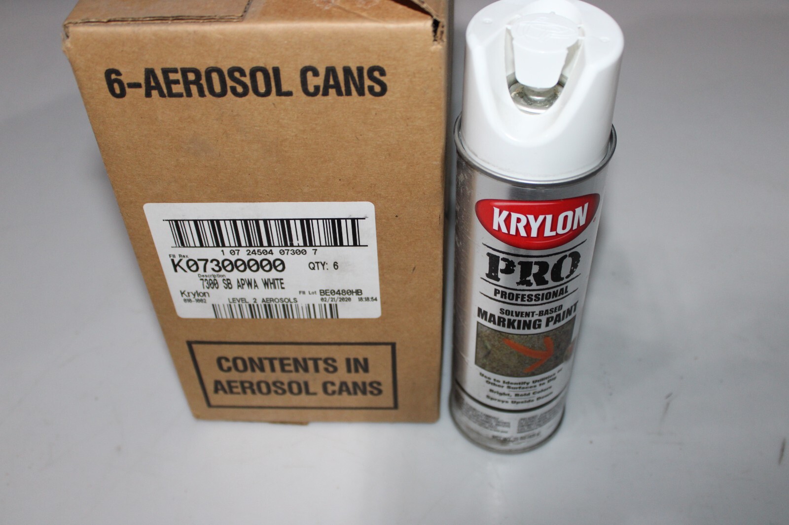 Krylon (7300-6 PK APWA White Solvent Based Marking Paint – 15 oz. Aerosol,