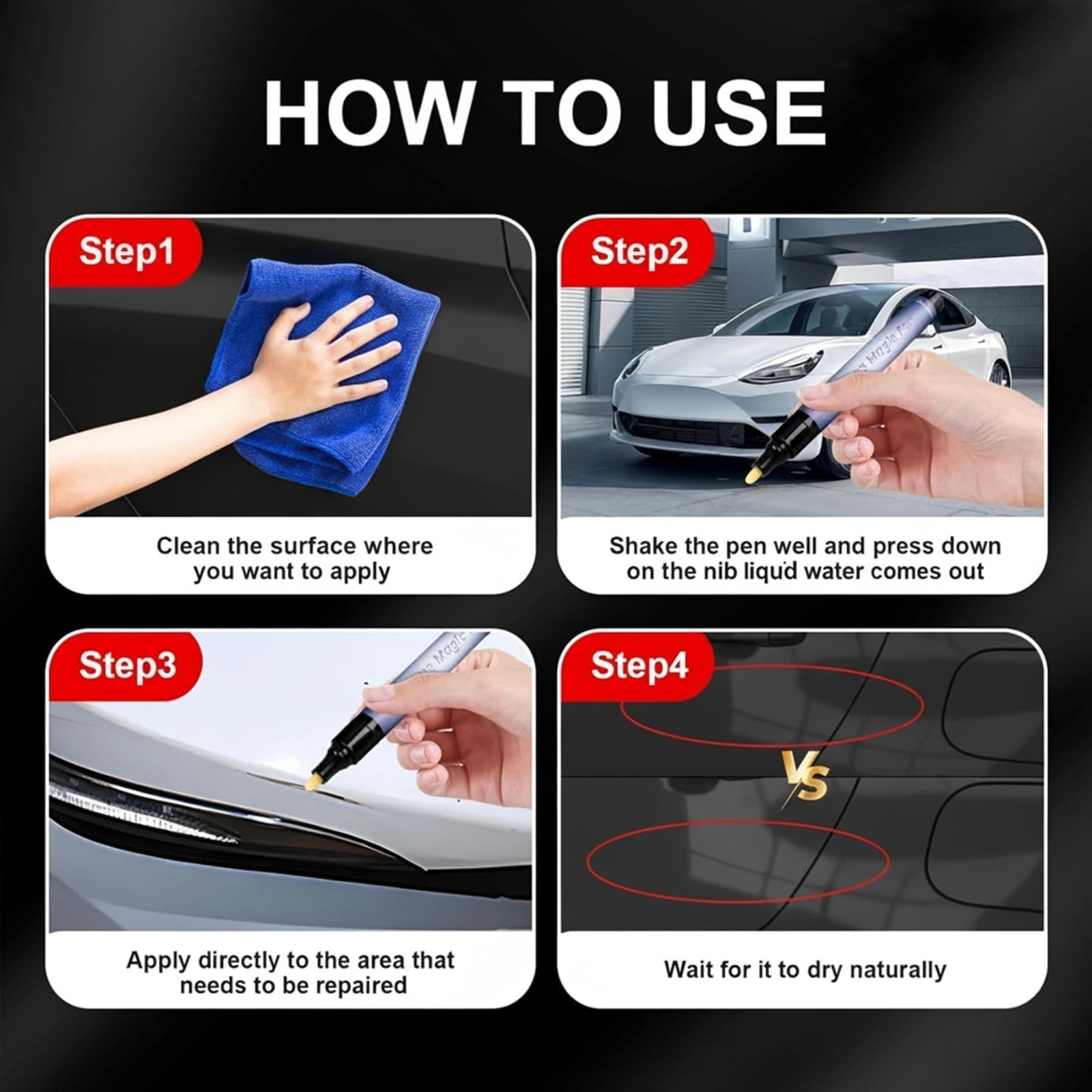 Car Scratch Remover Pen – Weatherproof Touch-Up Paint for Minor Scratches, 2Pcs
