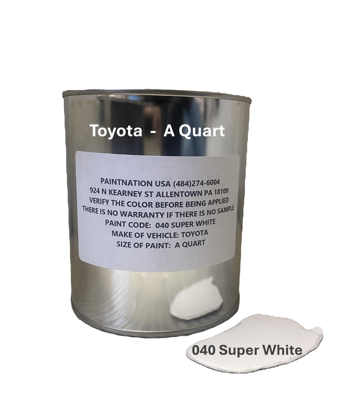 040 TOYOTA SUPER WHITE – 1 QUART BASECOAT PAINT (UNREDUCED) MIXES 2 TO 1