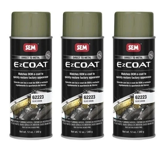 SEM 62223 EZ Coat OEM Primer Olive Green, 16 oz Aerosol (3 Pack)