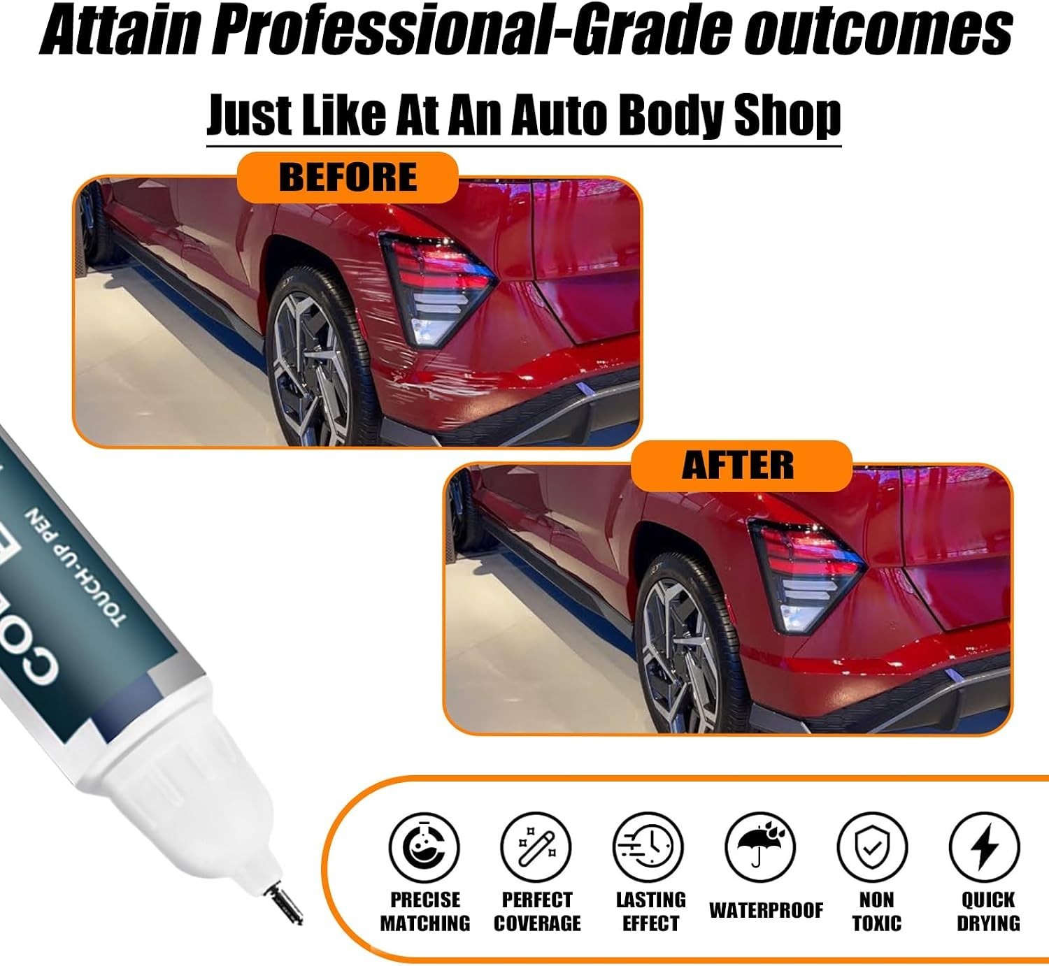 2-in-1 R2P Ultimate Red Touch Up Paint for Jeep & Hyundai – Scratch Repair Pen