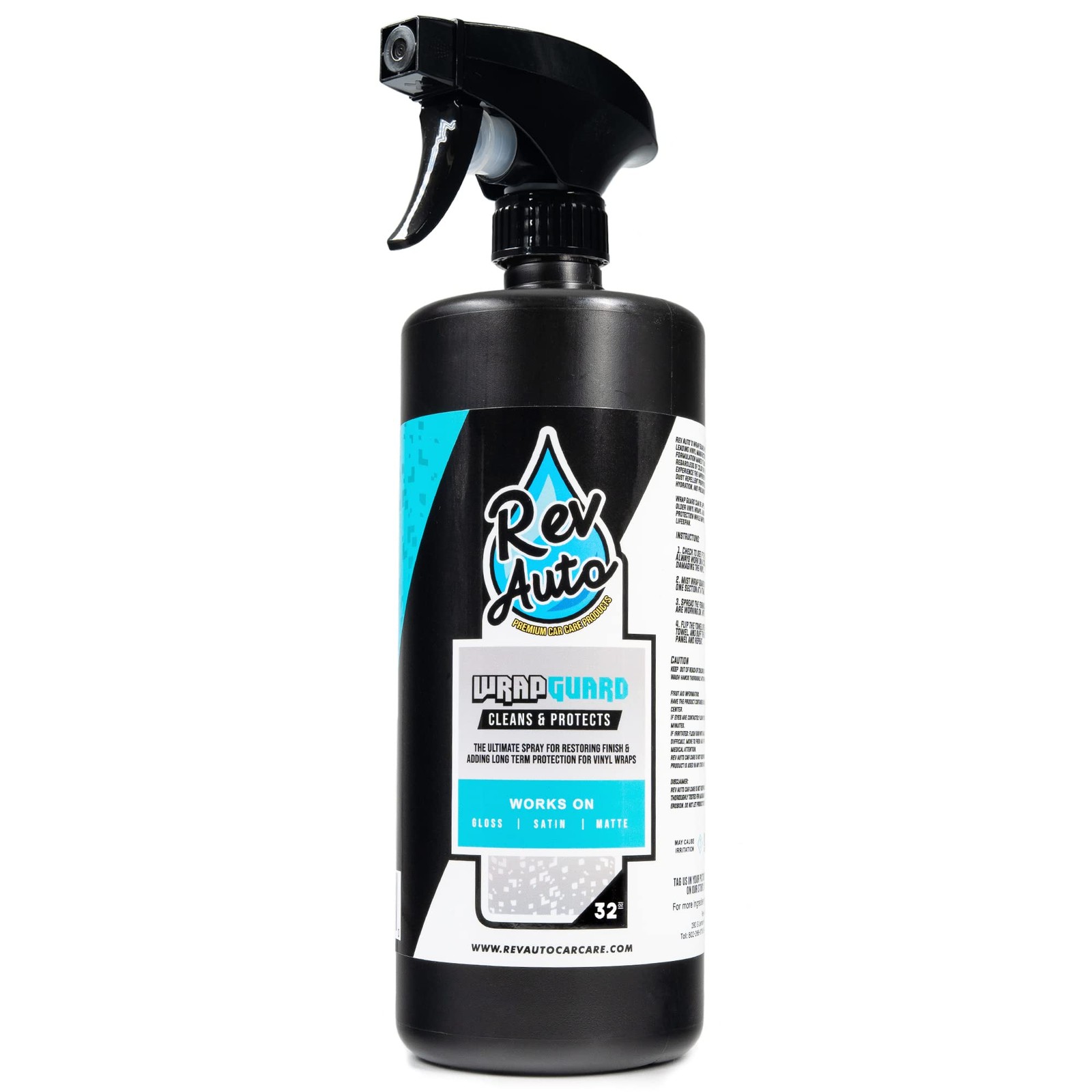 Rev Auto Wrap Guard – Cleans, Hydrates & Protects Car Vinyl 32 Fl Oz, Chrome