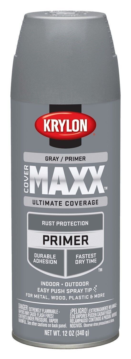 Krylon COLORmaxx Primer Gray 12oz Spray Paint for Wood Metal Plastic K09183007
