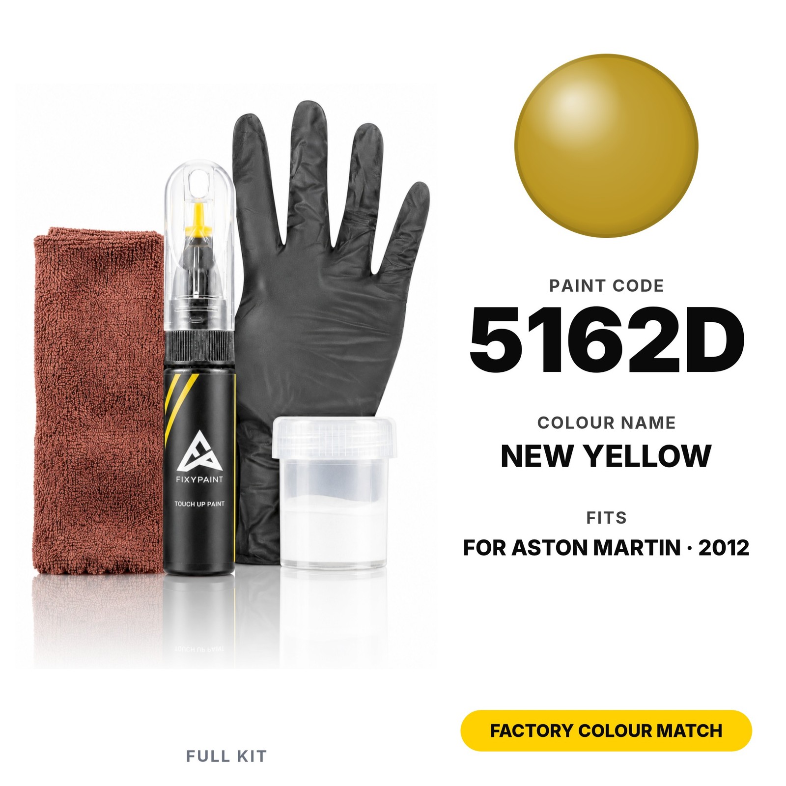 Touch Up Paint For Aston Martin 5162D New Yellow Full Kit Factory Colour Match